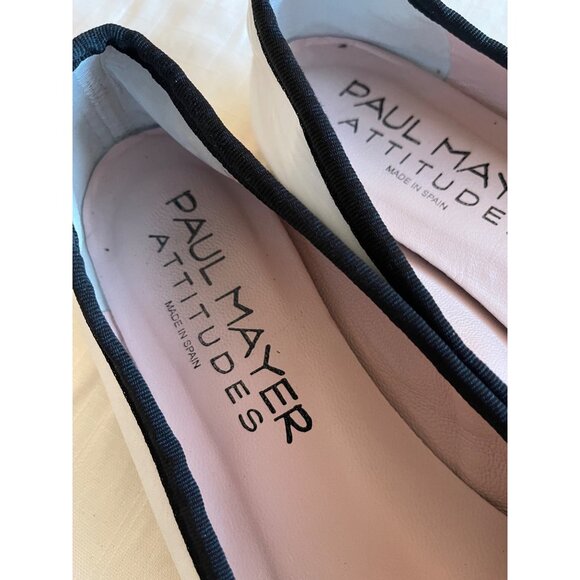 Paul Mayer flat wing tip slip on women's shoe black white size 8 excellent - Picture 2 of 8